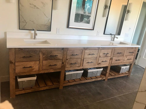 Customizable Double Sink Bathroom Vanity – Premium Wood Cabinet With Drawers | Made in USA | Model #1123 Limitless Woodworking  item