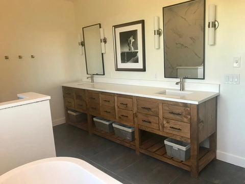 Customizable Double Sink Bathroom Vanity – Premium Wood Cabinet With Drawers | Made in USA | Model #1123 Limitless Woodworking  item