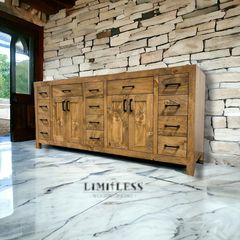 Customizable Double Sink Bathroom Vanity – Premium Wood Storage Cabinet | Made in USA | Model #1065 Limitless Woodworking  item