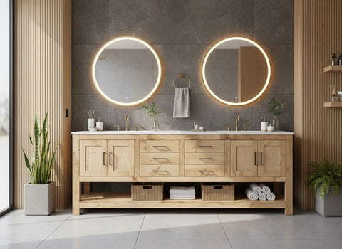 Customizable Double Sink Bathroom Vanity – Solid Northeastern White Pine Wood – Handmade in USA | Model #1089 Limitless Woodworking  item