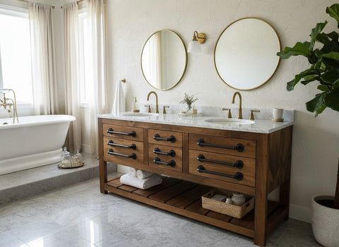Customizable Double Sink Bathroom Vanity – Solid Wood Storage Cabinet | Made in USA | Model #1132 Limitless Woodworking  item