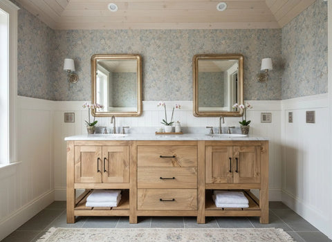 Customizable Double Sink Bathroom Vanity – White Pine Wood Cabinet | Made in USA | Model #1076 Limitless Woodworking  item