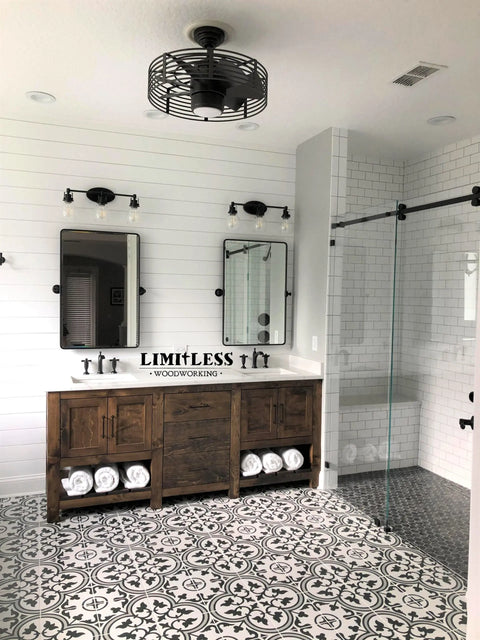 Customizable Double Sink Bathroom Vanity – White Pine Wood Cabinet | Made in USA | Model #1076 Limitless Woodworking  item