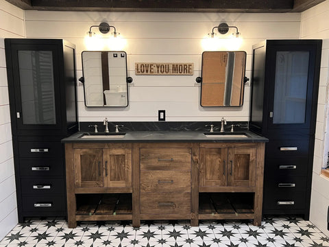 Customizable Double Sink Bathroom Vanity – White Pine Wood Cabinet | Made in USA | Model #1076 Limitless Woodworking  item