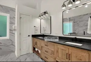 Customizable Double Sink Bathroom Vanity – White Pine Wood Cabinet | Made in USA | Model #1076 Limitless Woodworking  item