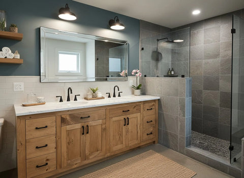 Customizable Double Sink Bathroom Vanity with White Pine Wood – Handcrafted in USA | Model #1095 Limitless Woodworking  item