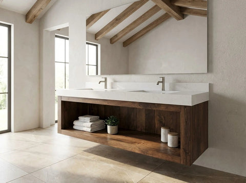 Customizable Floating Bathroom Vanity – Handcrafted White Pine Wood Cabinet | Made in USA | Model #1023 Limitless Woodworking  item