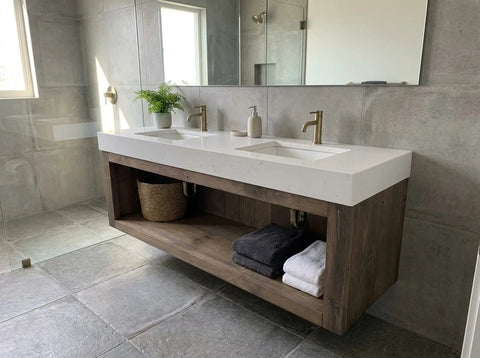 Customizable Floating Bathroom Vanity – Handcrafted White Pine Wood Cabinet | Made in USA | Model #1023 Limitless Woodworking  item