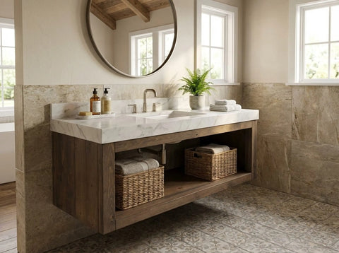 Customizable Floating Bathroom Vanity – Handcrafted White Pine Wood Cabinet | Made in USA | Model #1023 Limitless Woodworking  item