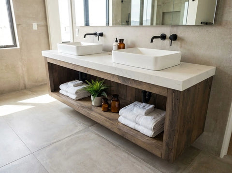 Customizable Floating Bathroom Vanity – Handcrafted White Pine Wood Cabinet | Made in USA | Model #1023 Limitless Woodworking  item