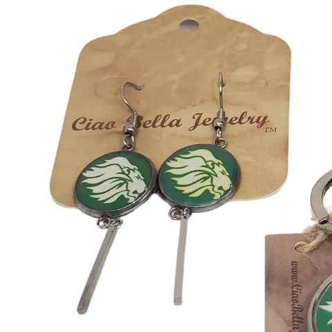 Customizable High School Earrings – Personalized Team Mascot Dangle Jewelry | Made in USA by Women-Owned Brand Michelle Marie Boutique  Earring