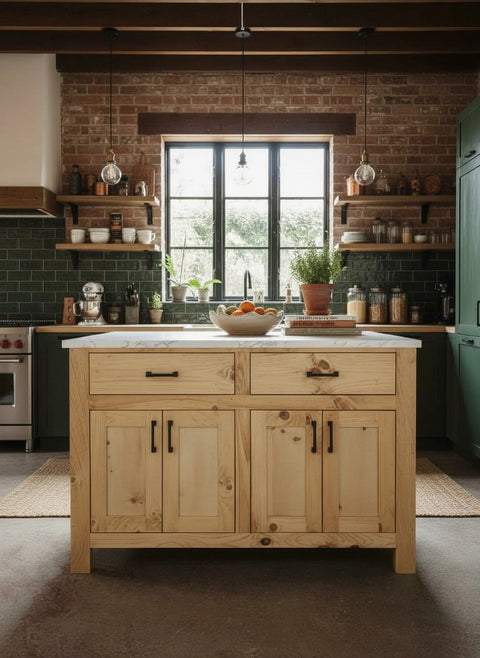 Customizable Kitchen Island Handcrafted White Pine Wood – Rustic Storage Cabinet | Made in USA | Model #1102 Limitless Woodworking  item