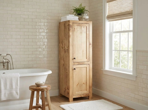 Customizable Linen Tower Cabinet – High-Quality White Pine Bathroom Storage | Made in USA | MODEL 1094 Limitless Woodworking  item