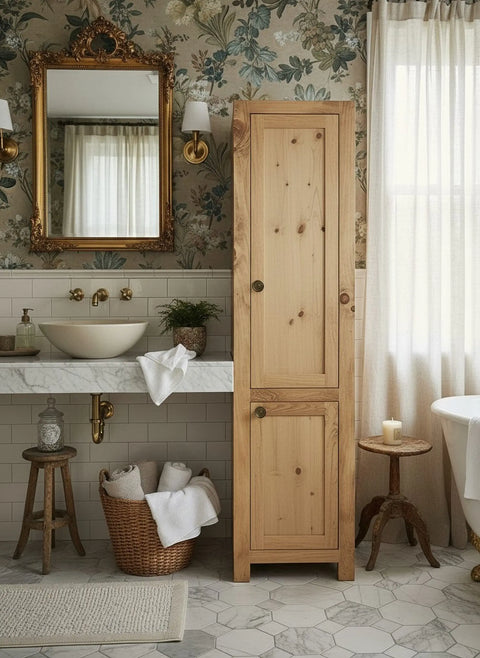 Customizable Linen Tower Cabinet – High-Quality White Pine Bathroom Storage | Made in USA | MODEL 1094 Limitless Woodworking  item