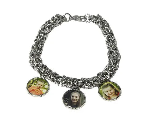 Customizable Silver Photo Charm Bracelet – Double-Sided Waterproof Keepsake | Tarnish-Free Stainless Steel | Made in USA Michelle Marie Boutique  Bracelets
