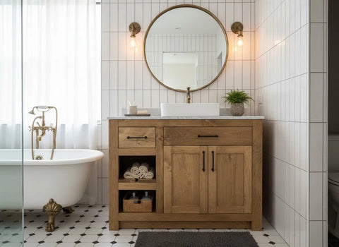 Customizable Single Sink Bathroom Vanity – Handcrafted White Pine Wood Cabinet | Made in USA | Model #1012 Limitless Woodworking  item