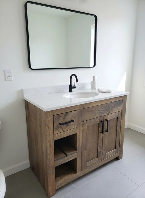 Customizable Single Sink Bathroom Vanity – Handcrafted White Pine Wood Cabinet | Made in USA | Model #1012 Limitless Woodworking  item