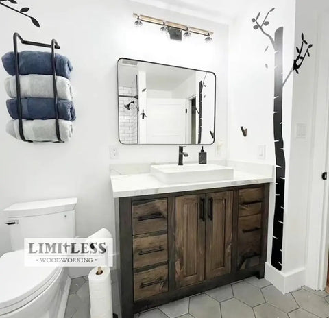 Customizable Single Sink Bathroom Vanity – Northeastern White Pine Build | Made in USA | Model 1085 Limitless Woodworking  item
