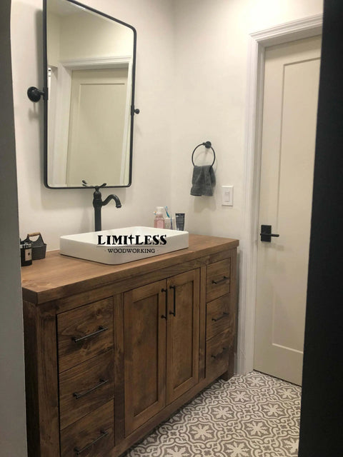 Customizable Single Sink Bathroom Vanity – Northeastern White Pine Build | Made in USA | Model 1085 Limitless Woodworking  item