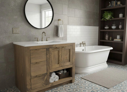 Customizable Single Sink Bathroom Vanity – Solid White Pine Wood Cabinet | Made in USA | Model #1013 Limitless Woodworking  item