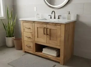 Customizable Single Sink Bathroom Vanity – Solid White Pine Wood Cabinet | Made in USA | Model #1013 Limitless Woodworking  item