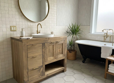 Customizable Single Sink Bathroom Vanity – Solid White Pine Wood Cabinet | Made in USA | Model #1013 Limitless Woodworking  item