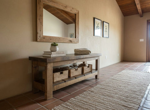 Customizable Solid Wood Entryway Bench With Slatted Storage Shelf – Made in USA | Model #1121 Limitless Woodworking  item