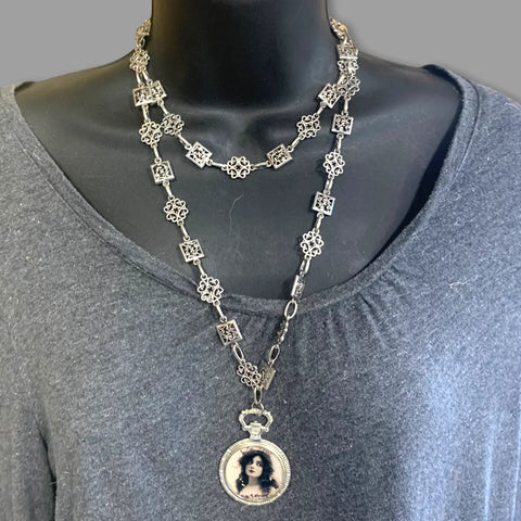 Customizable Victorian Style Photo Pendant Necklace – Stainless Steel Chain – Made in USA Michelle Marie Boutique  Necklace
