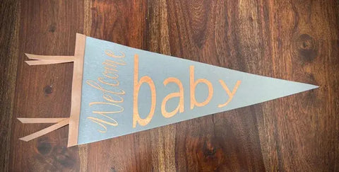 Customizable Wool Baby Pennant – Felted Wool Banner with Leather Spine | Made in USA Suede Kloth 