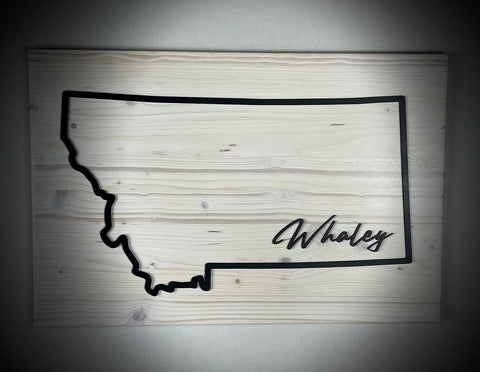 Personalized Montana State Sign – 18x12 Inch Custom Wood Wall Decor | Made in USA B. James Design & Woodwork 