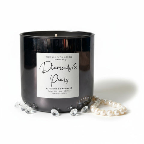 Luxury Diamonds and Pearls Scented Candle 17oz – Hand-Poured Soy Wax – Made in USA Wick and Glow Candle Company™  Candles
