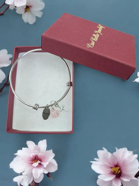 Dainty Child's Cross Bangle Bracelet: First Communion & Confirmation Gift Michelle Marie Boutique  Bracelet