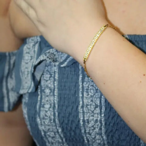 Dainty Gold Gleam Crystal Bar Bracelet Michelle Marie Boutique  Bracelet