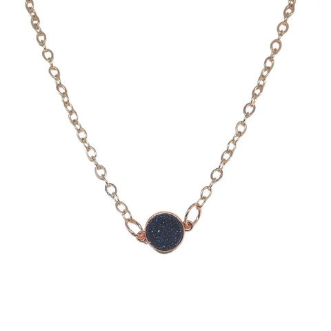 Dainty Rose Gold Druzy Pendant Necklace – Mystical Crystal Charm – 18 Inch Chain | Made in USA Michelle Marie Boutique  Necklace