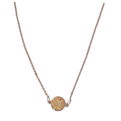 Dainty Rose Gold Druzy Pendant Necklace – Mystical Crystal Charm – 18 Inch Chain | Made in USA Michelle Marie Boutique  Necklace