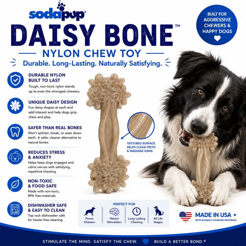 Daisy Bone Nylon Dog Toy for Aggressive Chewers | Durable | USA Made SodaPup  Nylon Dog Toys