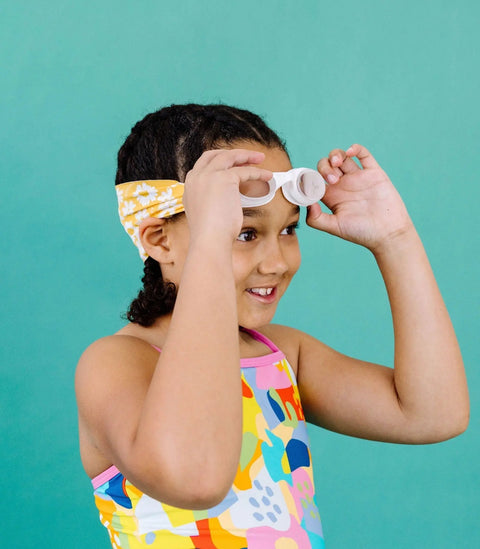Daisy Love Print Swim Goggles With Tangle-Free Strap – One Size Fits Kids to Adults | Assembled In USA Splash Place  Swim Goggles
