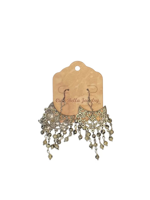 Dalmatian Jasper Chandelier Earrings – Sterling Silver Filigree Design | Handcrafted Jewelry Made in USA Michelle Marie Boutique  Earrings
