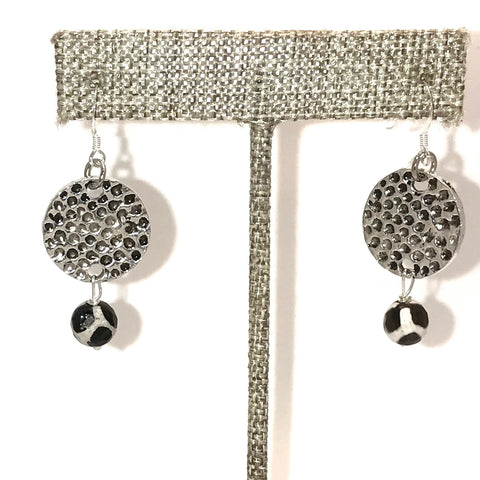 Dalmatian Jasper Dangle Earrings – Black White Stone Jewelry with Stainless Steel Hooks | Handmade in USA Michelle Marie Boutique  Earrings