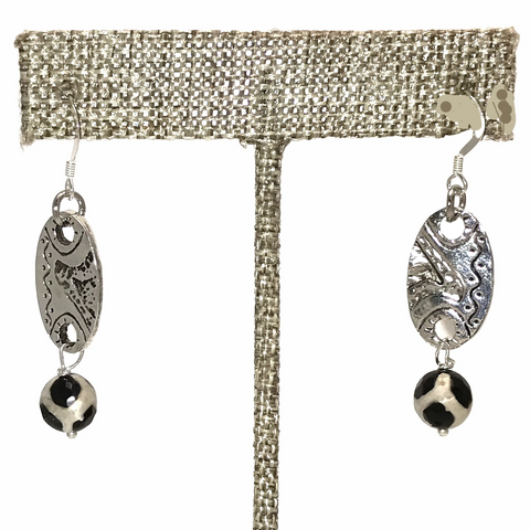 Dalmatian Jasper Oval Dangle Earrings – Handmade Sterling Silver Jewelry | Made in USA Michelle Marie Boutique  Earrings