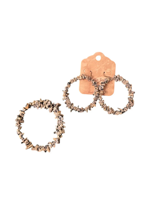 Dalmatian Jasper Wrap Bracelet and Large Hoop Earrings Set – Handmade Natural Stone Jewelry | Made in USA Michelle Marie Boutique  Jewelry Sets
