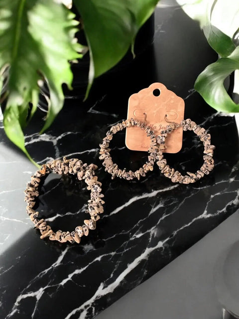 Dalmatian Jasper Wrap Bracelet and Large Hoop Earrings Set – Handmade Natural Stone Jewelry | Made in USA Michelle Marie Boutique  Jewelry Sets