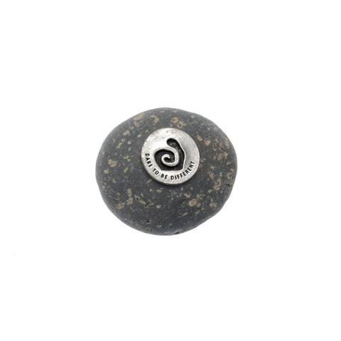 Dare to Be Different Meditation Stone – Natural River Rock with Recycled Pewter | Handcrafted Gift Made in USA Whitney Howard Designs  Meditation Stones
