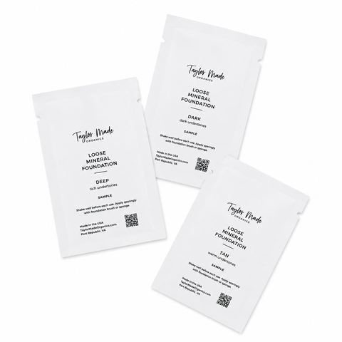 Weightless Loose Mineral Foundation Powder Samples – Vegan Natural Face Makeup | Made in USA by Taylor Made Organics Taylor Made Organics  foundation