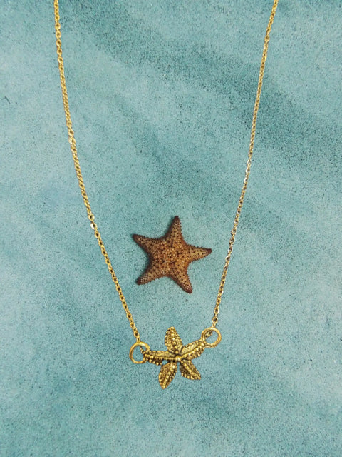 Delicate Gold Starfish Necklace 16 Inch Chain – Beach Inspired Pendant Gift Box Included | Made in USA Michelle Marie Boutique  Necklace