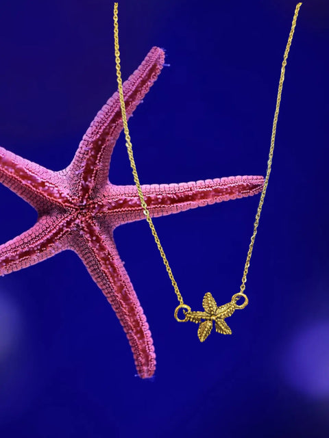 Delicate Gold Starfish Necklace 16 Inch Chain – Beach Inspired Pendant Gift Box Included | Made in USA Michelle Marie Boutique  Necklace