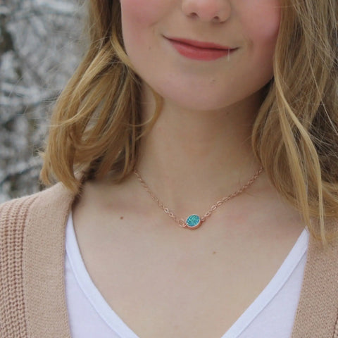 Delicate Rose Gold Druzy Pendant Necklace Michelle Marie Boutique  Necklace