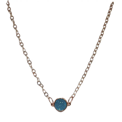 Delicate Rose Gold Druzy Pendant Necklace Michelle Marie Boutique  Necklace