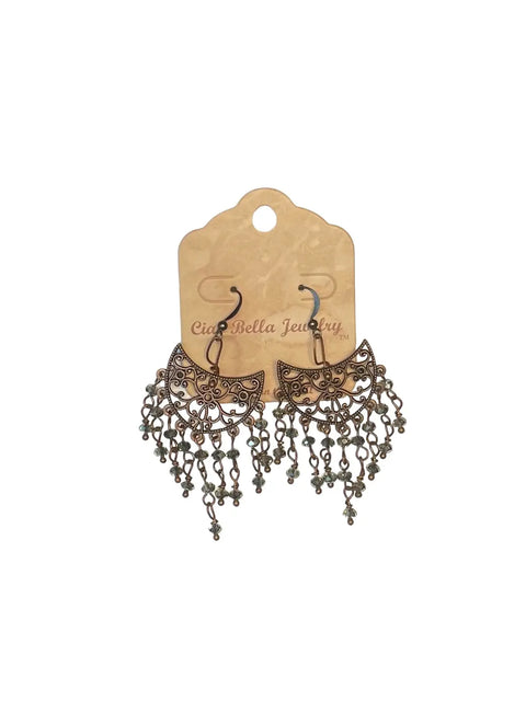 Delicate Smoky Quartz Chandelier Earrings in Copper Filigree Michelle Marie Boutique  Earrings
