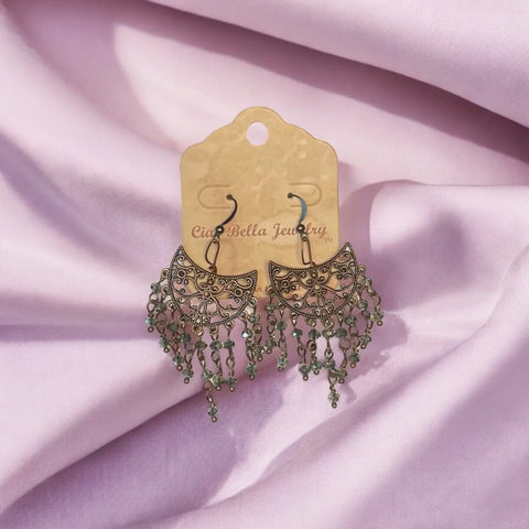 Delicate Smoky Quartz Chandelier Earrings in Copper Filigree Michelle Marie Boutique  Earrings